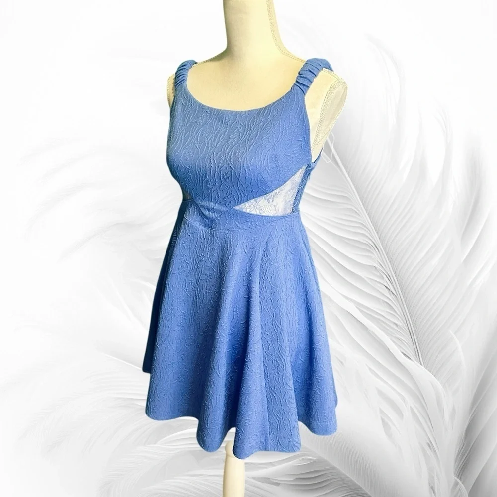 NWOT Free People Femme ‘Brooklyn’ Skater Mini Dress in Cornflower Blue Size XS
